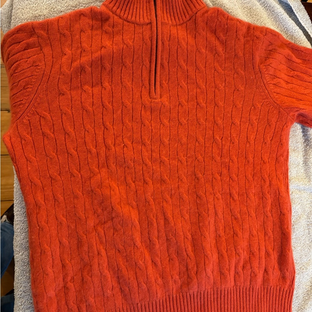 Vineyard Vines Men's Cashmere Zip Up Sweater in Vibrant Orange